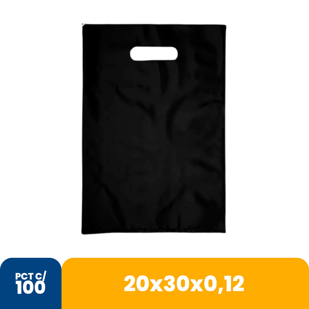 Imagem do produto Sacola Color 20x30x012 Alca Vazada Com 100 - Preto